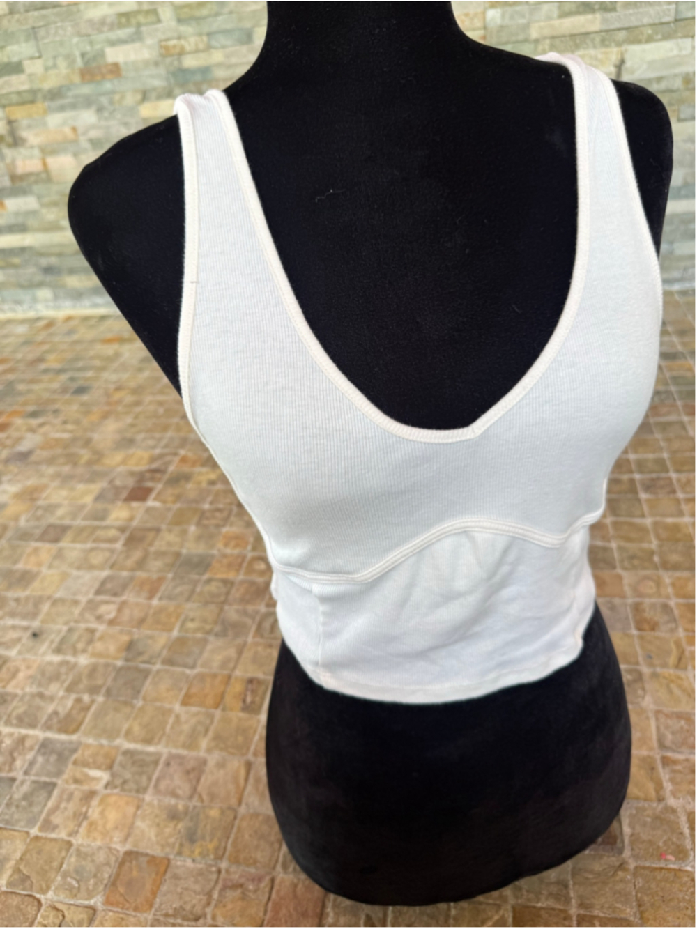Women's EST.PAC White Ribbed Tank Top Size M